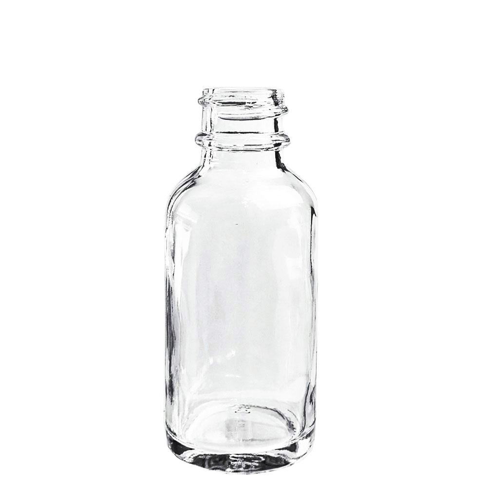 1 oz. Clear Boston Round with Black Cone Lined Cap (20/400) (V20) (V20)