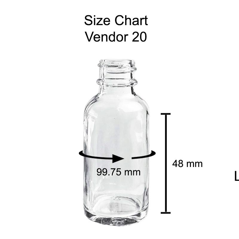 1 oz. Clear Boston Round with Black Cone Lined Cap (20/400) (V20) (V20)