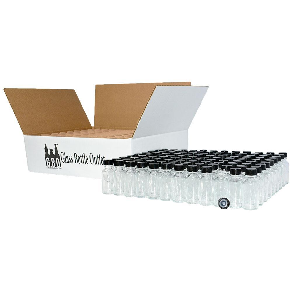 1 oz. Clear Boston Round with Black Cone Lined Cap (20/400) (V20) (V20)