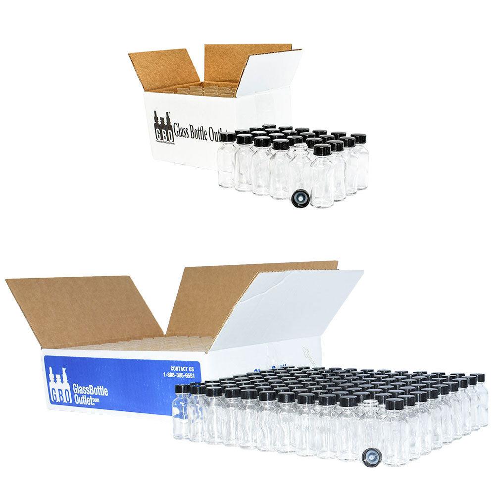 1 oz. Clear Boston Round with Black Cone Lined Cap (20/400) (V7) (V20)