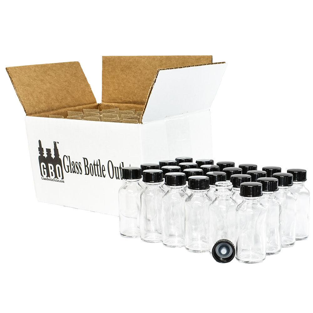 1 oz. Clear Boston Round with Black Cone Lined Cap (20/400) (V7) (V20)