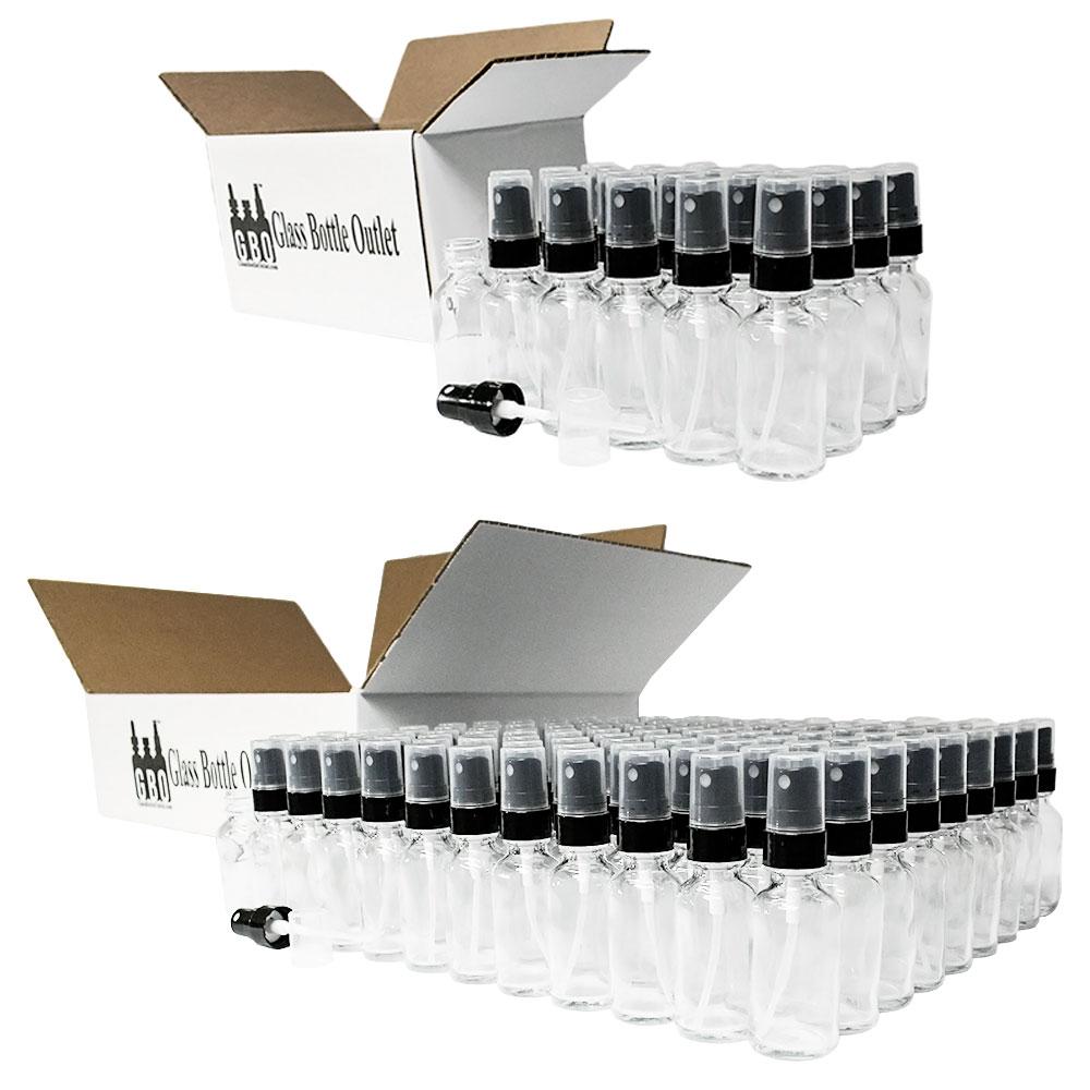 1 oz. Clear Boston Round with Black Fine-Mist Sprayer (Smooth) (.1 ml Per Spray) (20/400) (V20) (V15)