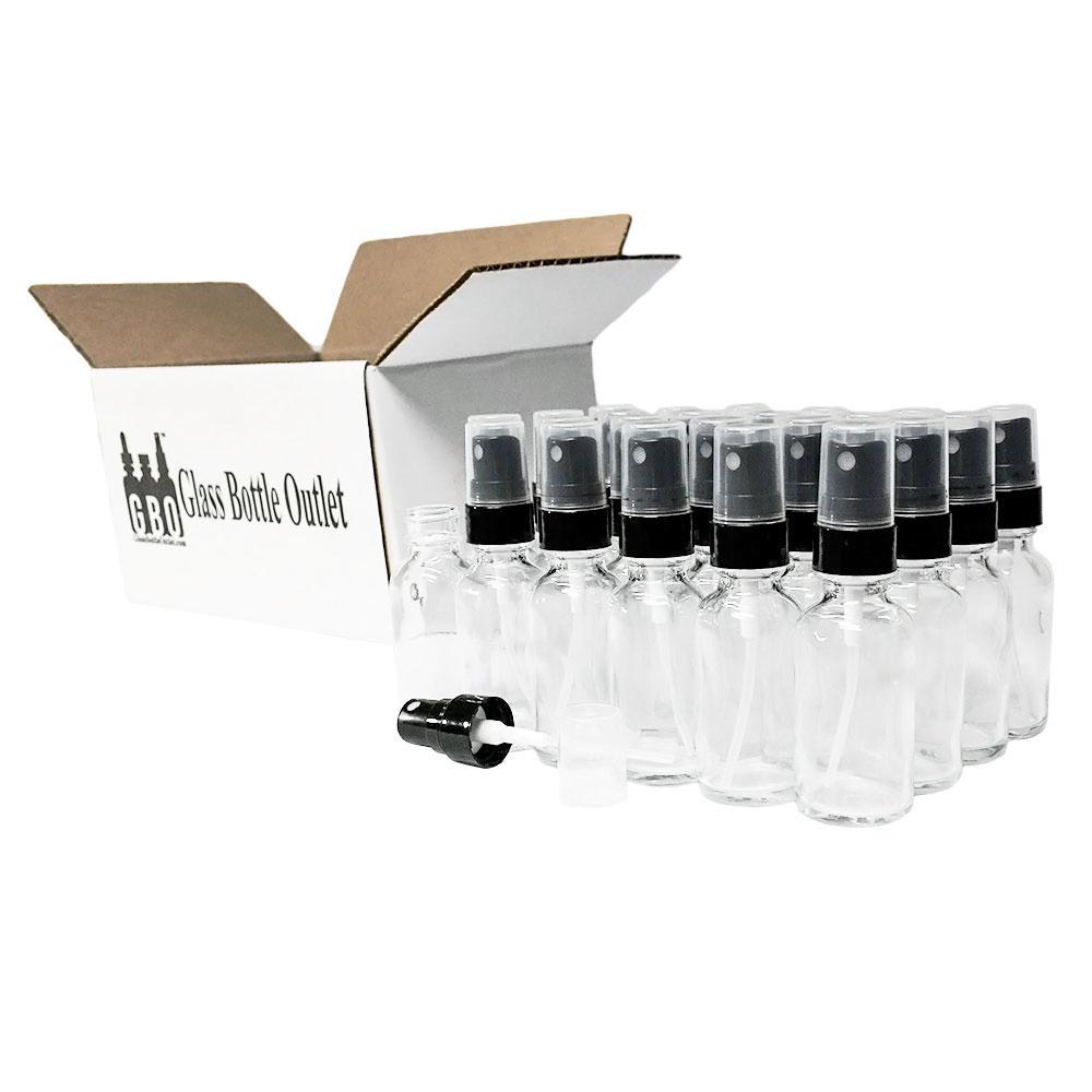 1 oz. Clear Boston Round with Black Fine-Mist Sprayer (Smooth) (.1 ml Per Spray) (20/400) (V20) (V15)
