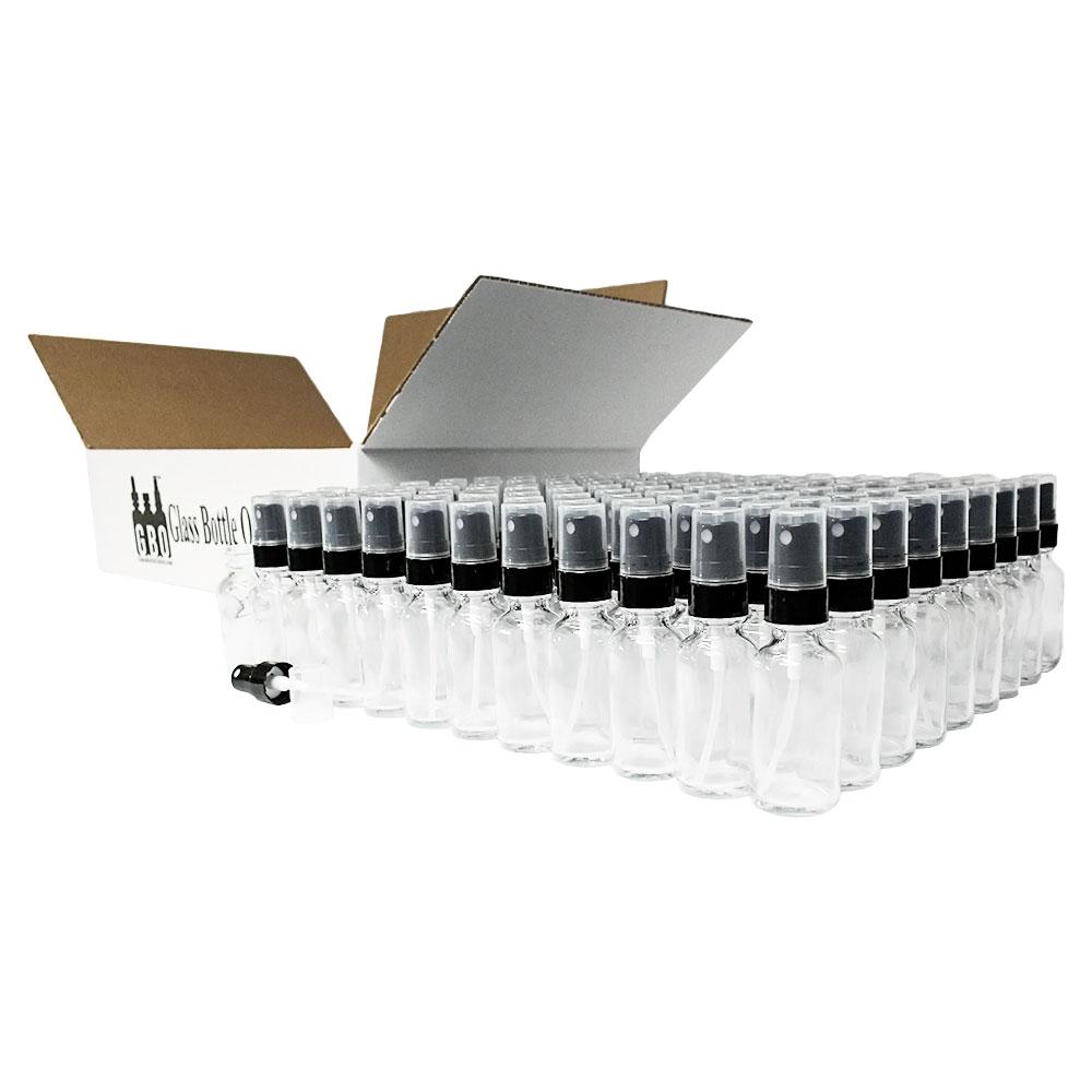 1 oz. Clear Boston Round with Black Fine-Mist Sprayer (Smooth) (.1 ml Per Spray) (20/400) (V20) (V15)