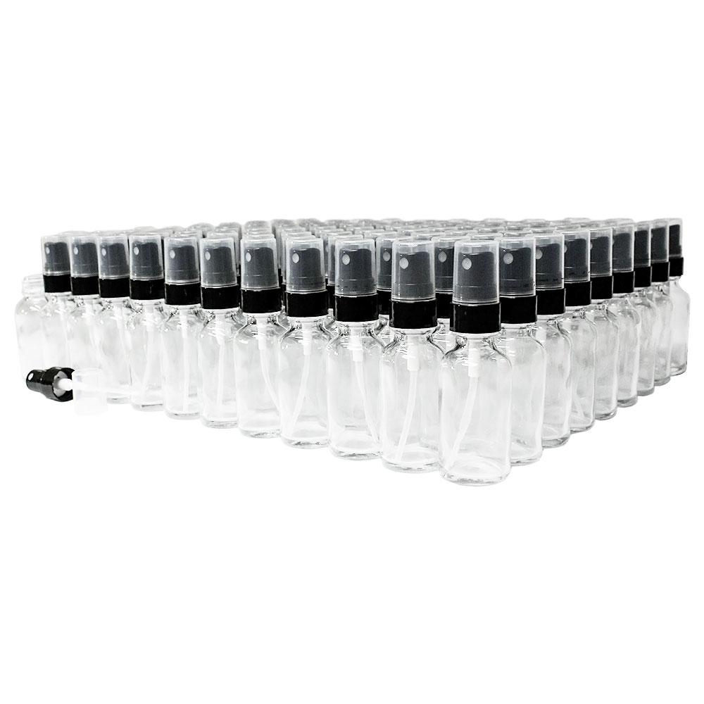 1 oz. Clear Boston Round with Black Fine-Mist Sprayer (Smooth) (.1 ml Per Spray) (20/400) (V20) (V15)
