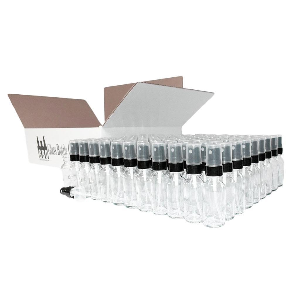 1 oz. Clear Boston Round with Black Fine-Mist Sprayer (Smooth) (.1 ml Per Spray) (20/400) (V4) (V15)