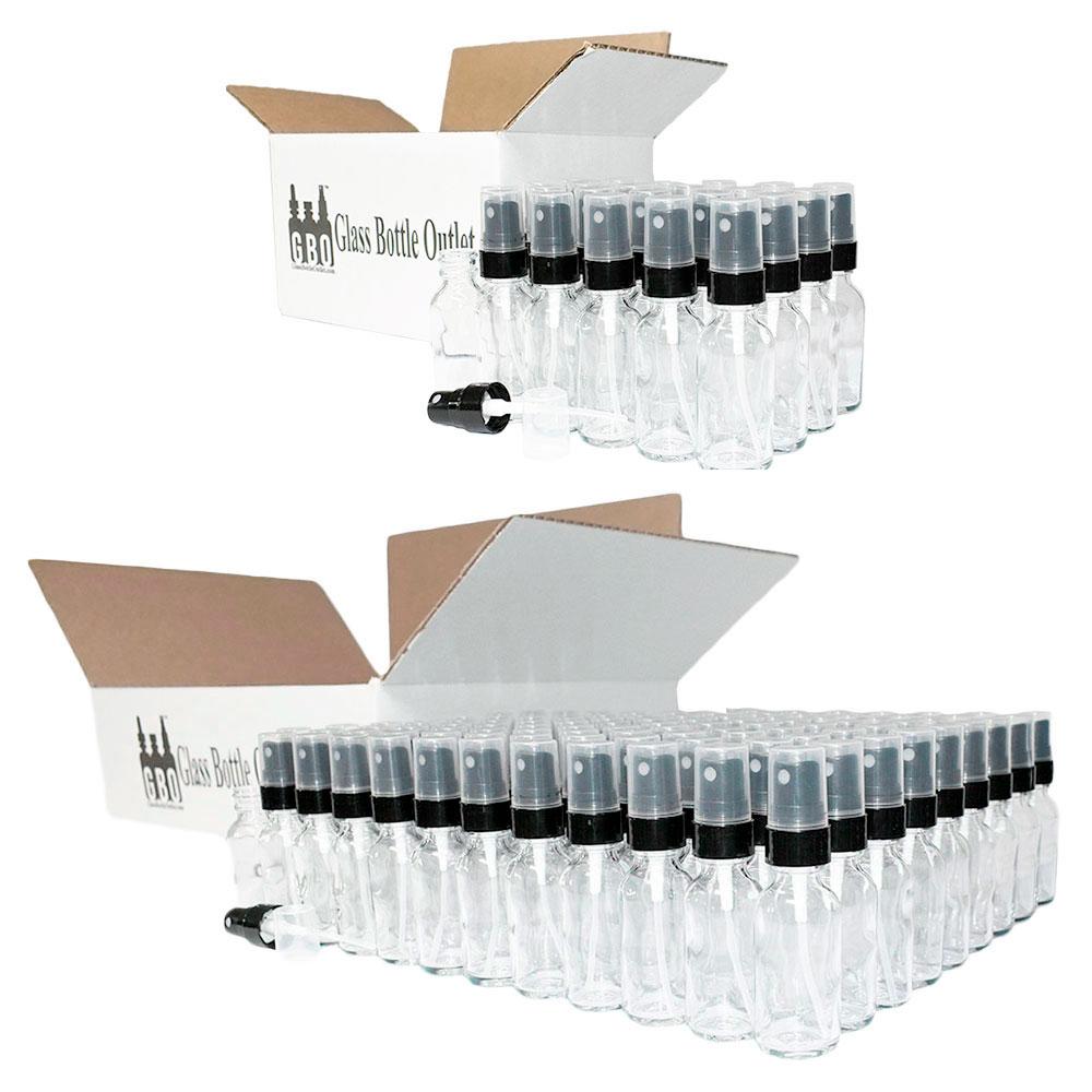 1 oz. Clear Boston Round with Black Fine-Mist Sprayer (Smooth) (.1 ml Per Spray) (20/400) (V4) (V15)