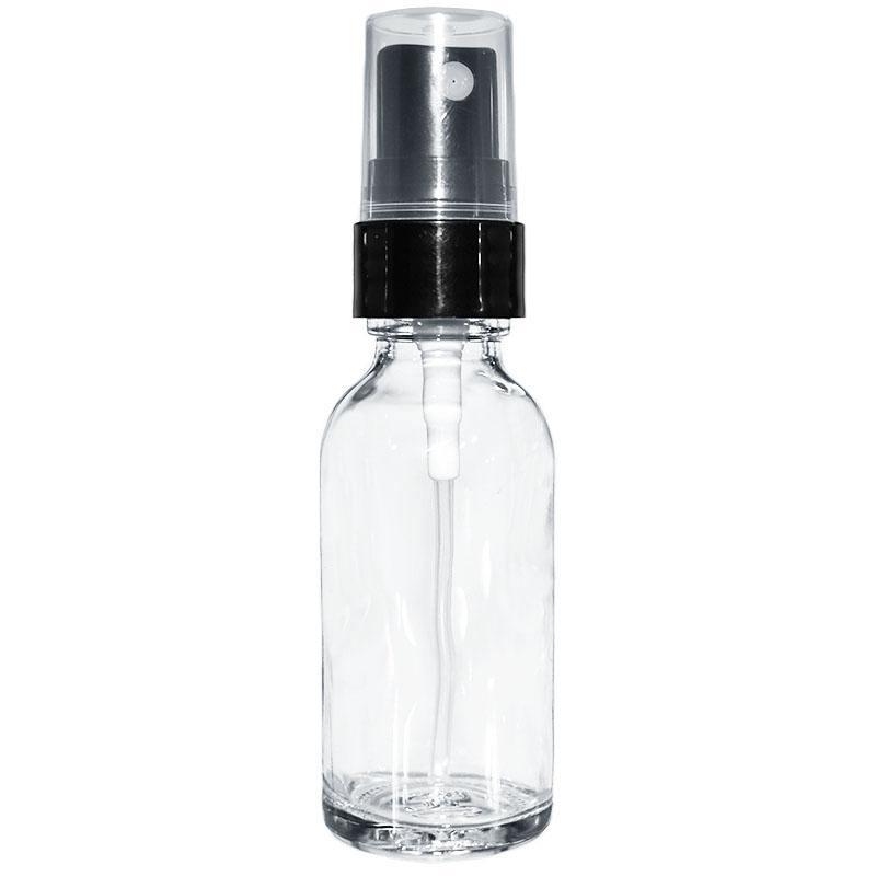 1 oz. Clear Boston Round with Black Fine-Mist Sprayer (Smooth) (.1 ml Per Spray) (20/400) (V4) (V15)