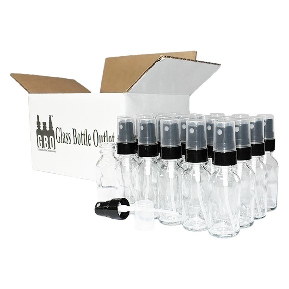 1 oz. Clear Boston Round with Black Fine-Mist Sprayer (Smooth) (.1 ml Per Spray) (20/400) (V4) (V15)