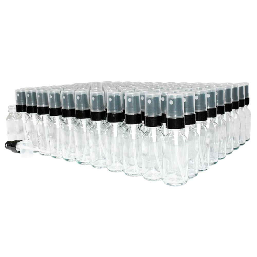 1 oz. Clear Boston Round with Black Fine-Mist Sprayer (Smooth) (.1 ml Per Spray) (20/400) (V4) (V15)