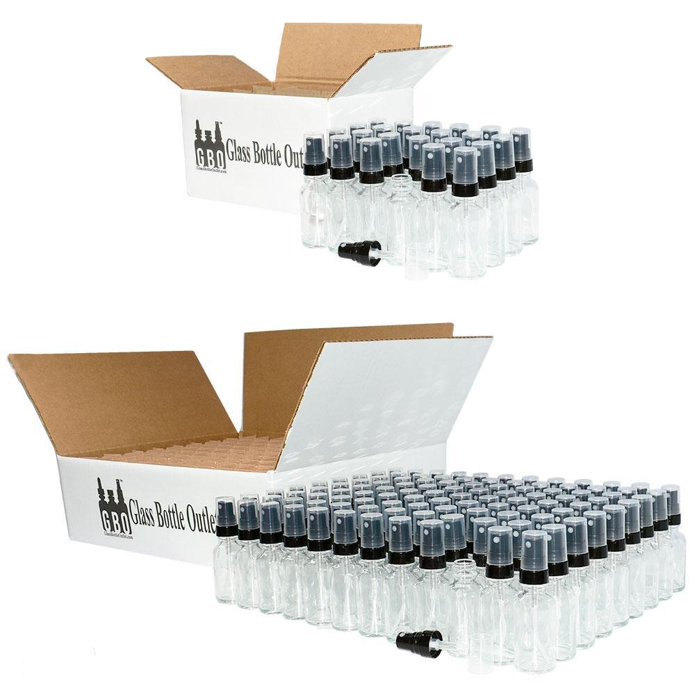 1 oz. Clear Boston Round with Black Fine-Mist Sprayer (Smooth) (.16 ml Per Spray) (20/400) (V20) (V20)