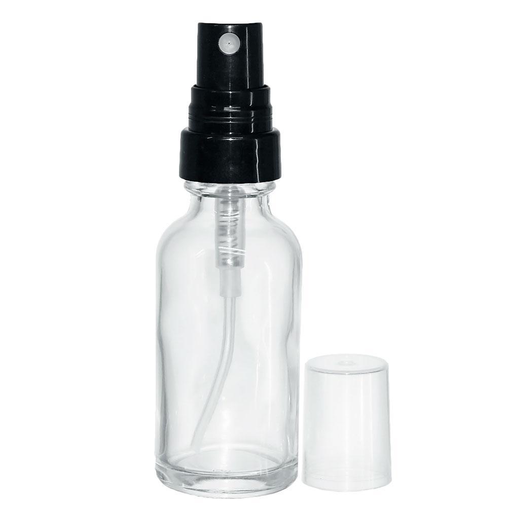 1 oz. Clear Boston Round with Black Fine-Mist Sprayer (Smooth) (.16 ml Per Spray) (20/400) (V20) (V20)