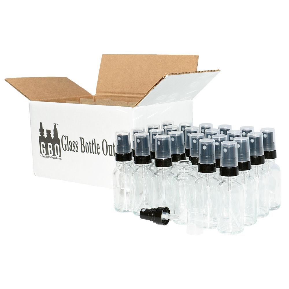 1 oz. Clear Boston Round with Black Fine-Mist Sprayer (Smooth) (.16 ml Per Spray) (20/400) (V20) (V20)