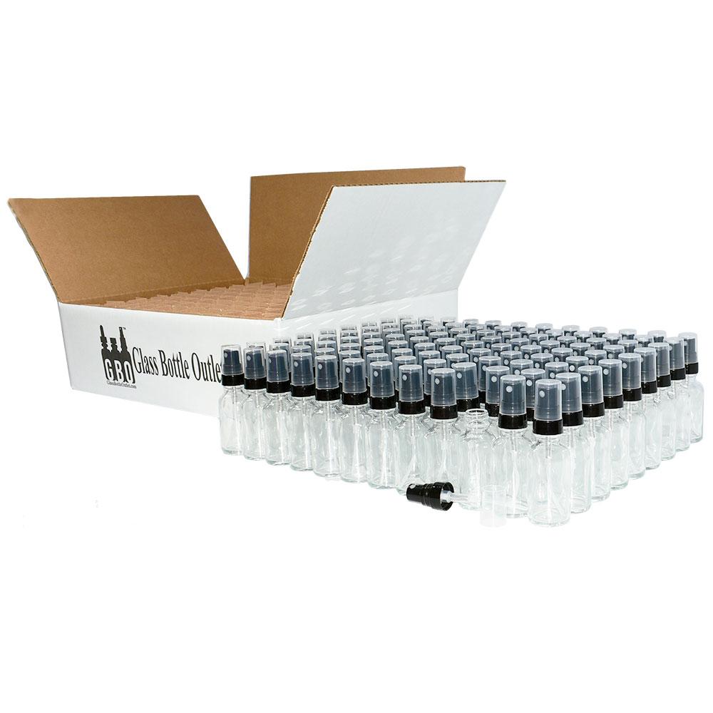 1 oz. Clear Boston Round with Black Fine-Mist Sprayer (Smooth) (.16 ml Per Spray) (20/400) (V20) (V20)