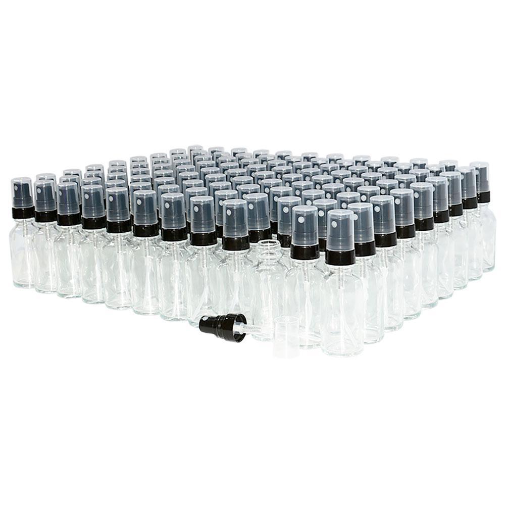 1 oz. Clear Boston Round with Black Fine-Mist Sprayer (Smooth) (.16 ml Per Spray) (20/400) (V20) (V20)