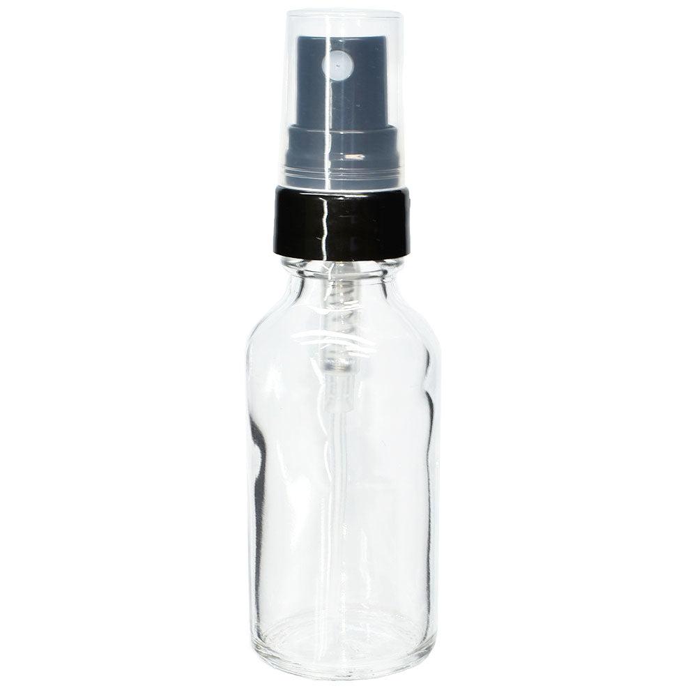 1 oz. Clear Boston Round with Black Fine-Mist Sprayer (Smooth) (.16 ml Per Spray) (20/400) (V7) (V20)
