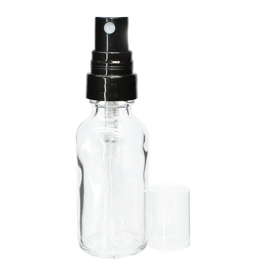 1 oz. Clear Boston Round with Black Fine-Mist Sprayer (Smooth) (.16 ml Per Spray) (20/400) (V7) (V20)