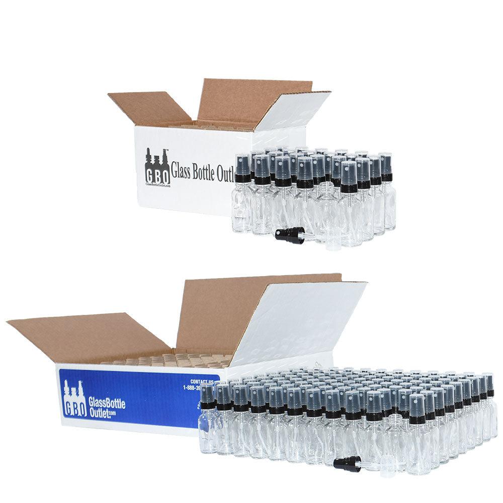 1 oz. Clear Boston Round with Black Fine-Mist Sprayer (Smooth) (.16 ml Per Spray) (20/400) (V8) (V20)