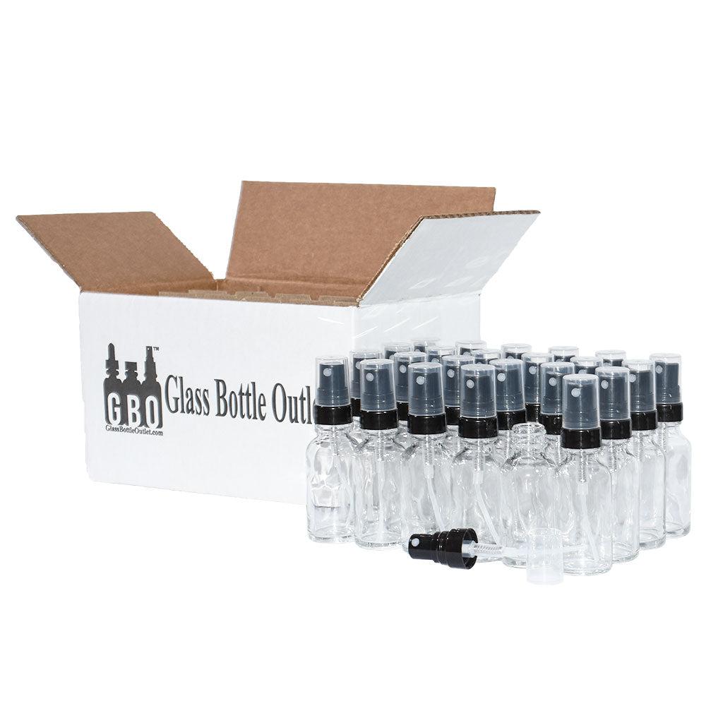 1 oz. Clear Boston Round with Black Fine-Mist Sprayer (Smooth) (.16 ml Per Spray) (20/400) (V8) (V20)