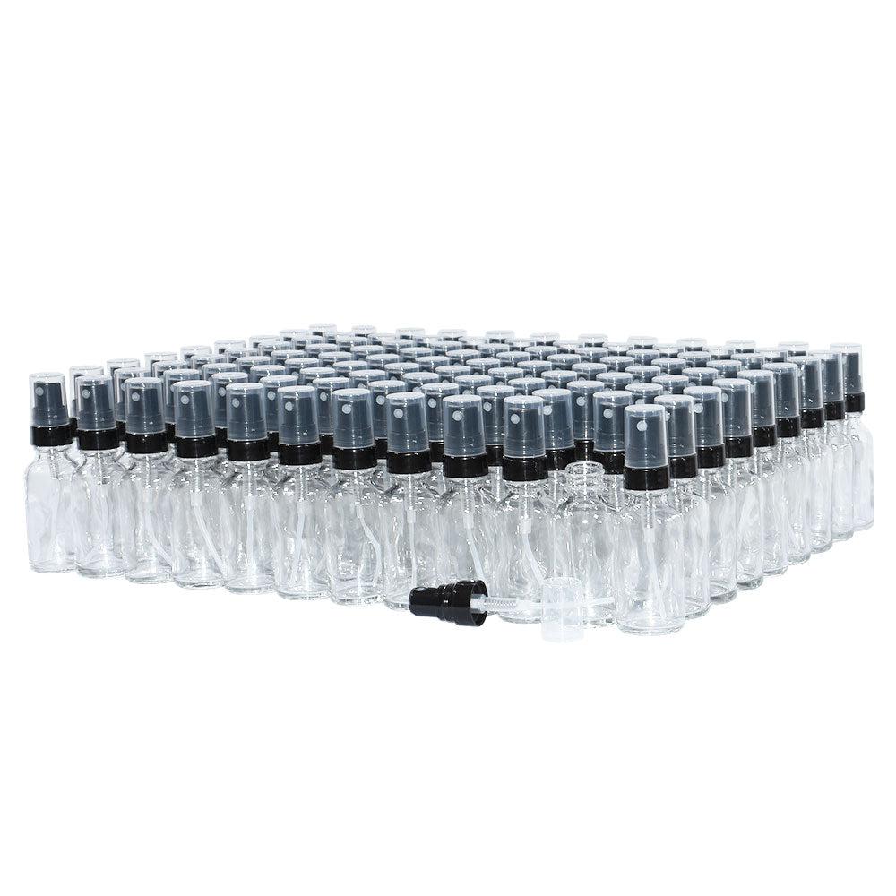 1 oz. Clear Boston Round with Black Fine-Mist Sprayer (Smooth) (.16 ml Per Spray) (20/400) (V8) (V20)