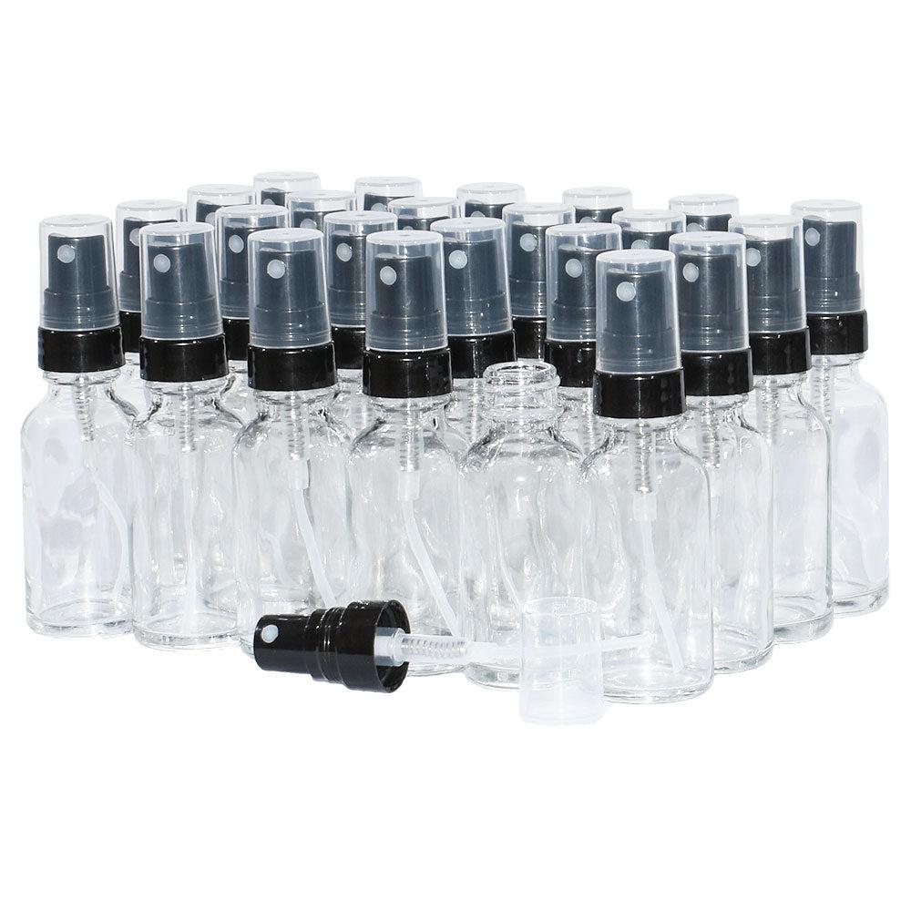 1 oz. Clear Boston Round with Black Fine-Mist Sprayer (Smooth) (.16 ml Per Spray) (20/400) (V8) (V20)