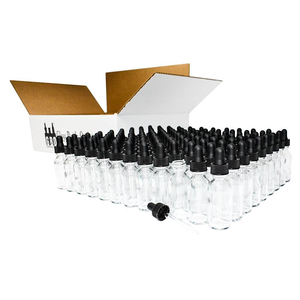 1 oz. Clear Boston Round with Black Glass Dropper (20/400) (V4) (V8)