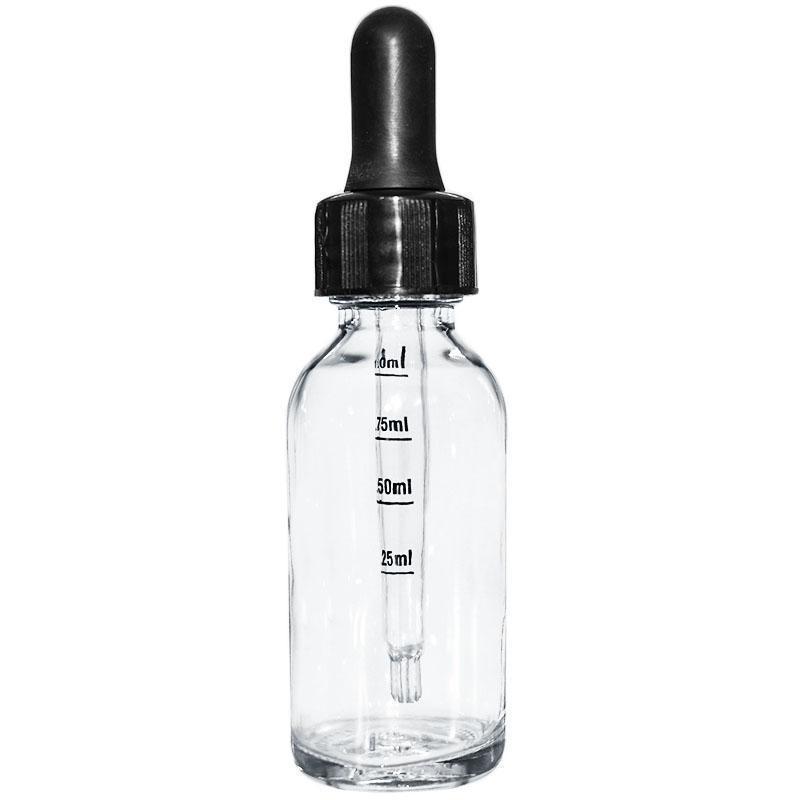 1 oz. Clear Boston Round with Black Graduated Nitrile Glass Dropper (20/400) (V4) (V12)