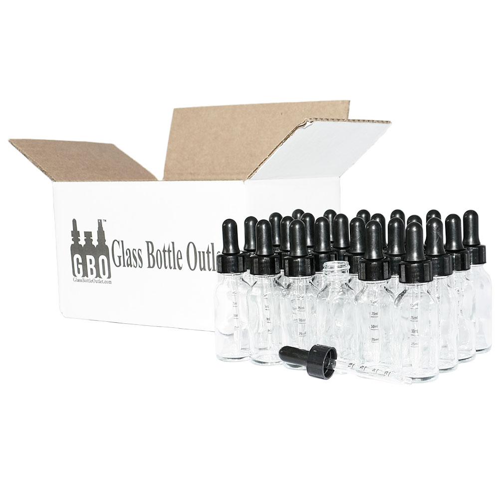 1 oz. Clear Boston Round with Black Graduated Nitrile Glass Dropper (20/400) (V4) (V12)
