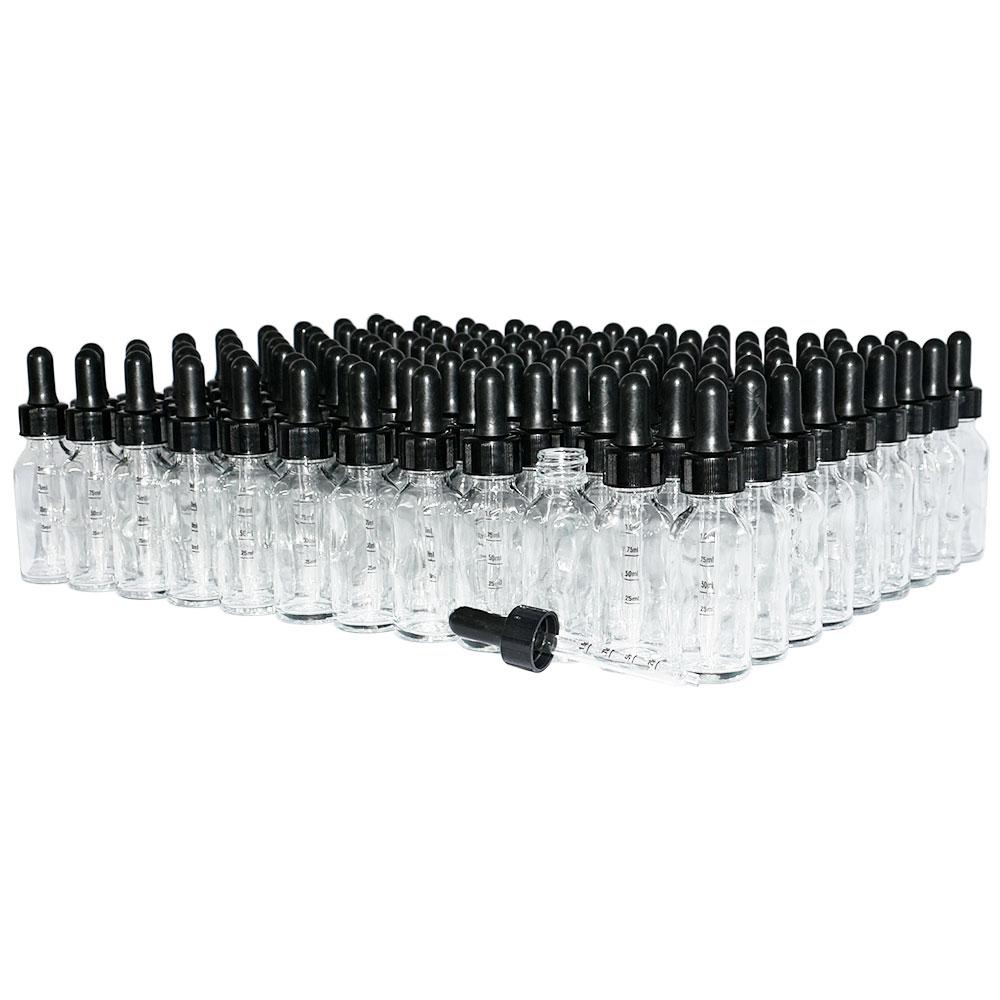 1 oz. Clear Boston Round with Black Graduated Nitrile Glass Dropper (20/400) (V4) (V12)