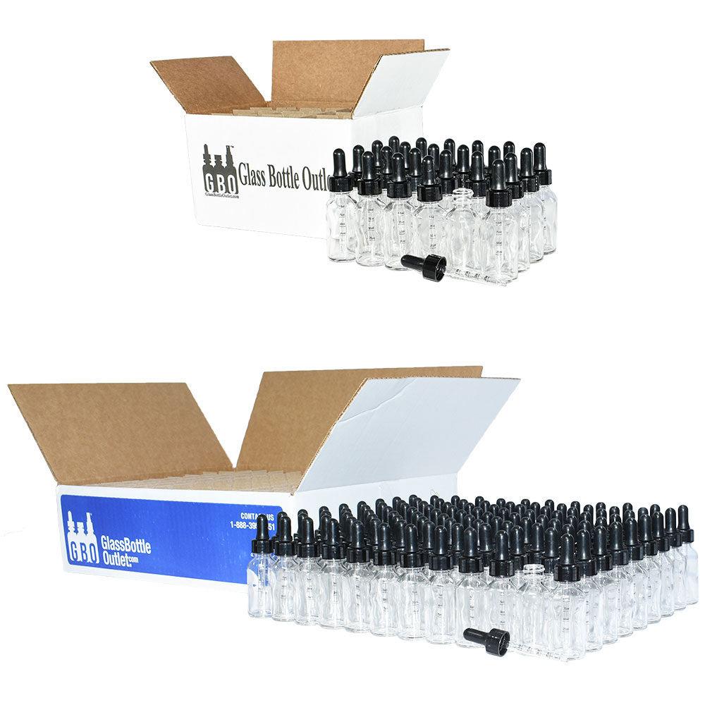 1 oz. Clear Boston Round with Black Graduated Nitrile Glass Dropper (20/400) (V7) (V12)