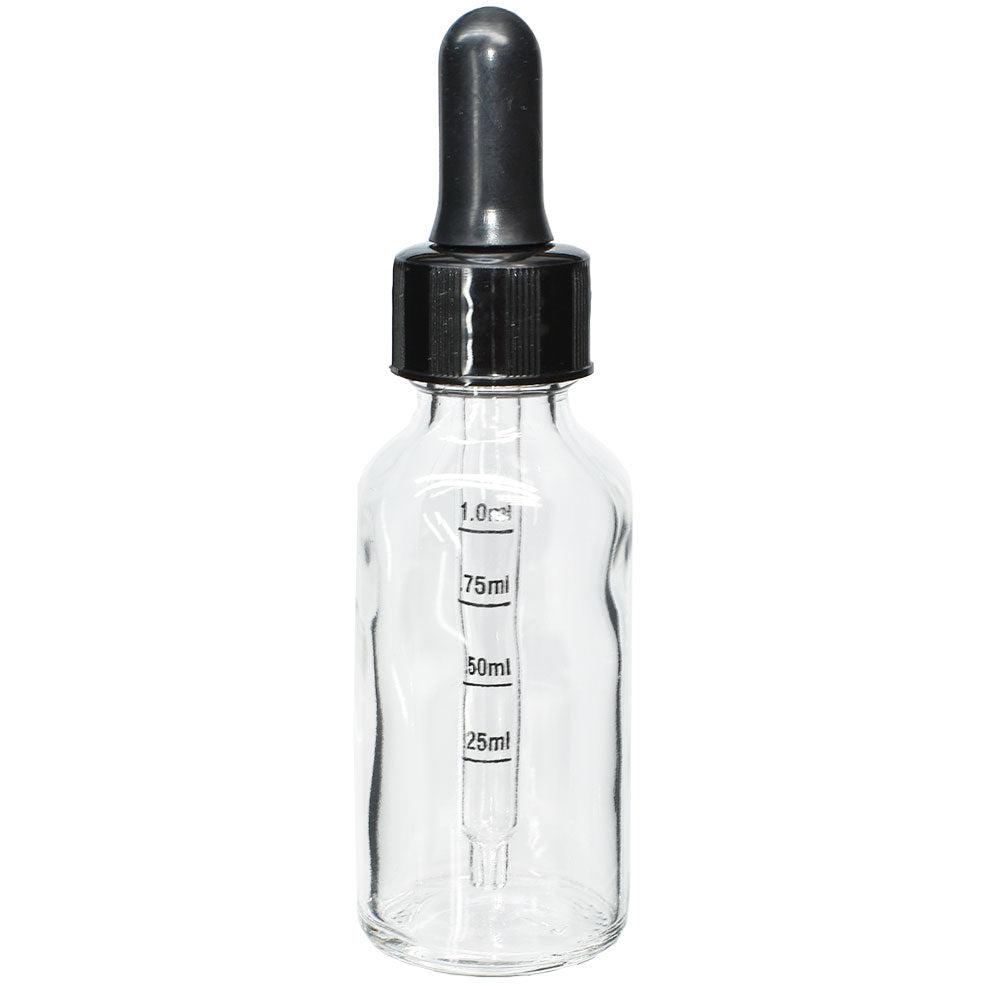 1 oz. Clear Boston Round with Black Graduated Nitrile Glass Dropper (20/400) (V7) (V12)
