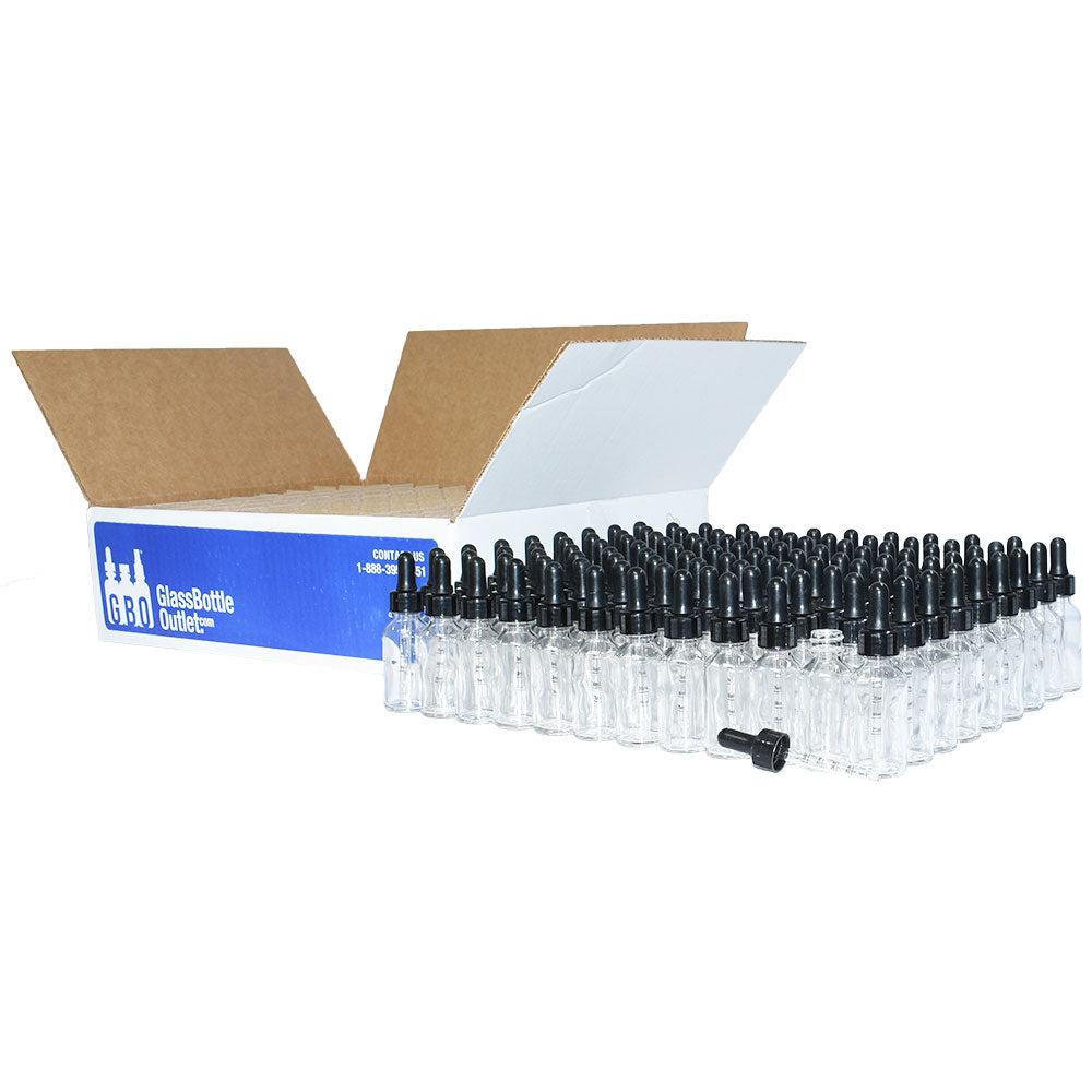 1 oz. Clear Boston Round with Black Graduated Nitrile Glass Dropper (20/400) (V7) (V12)