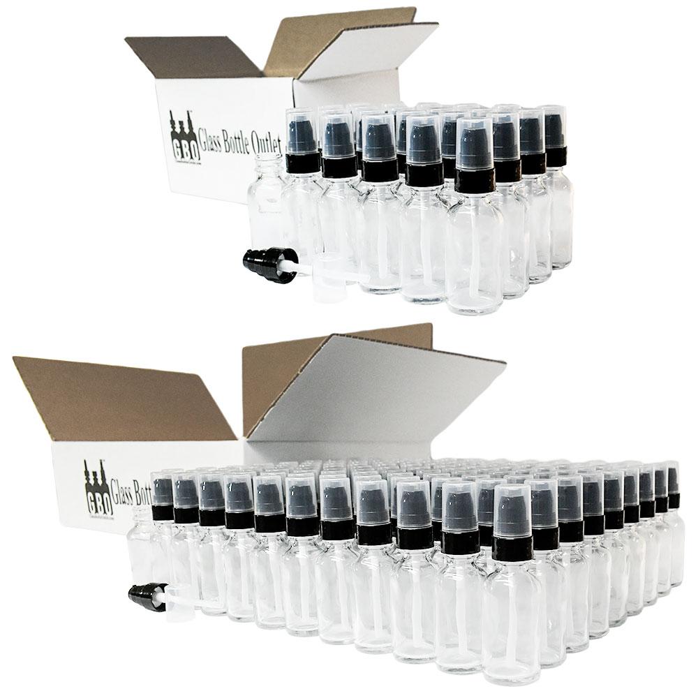 1 oz. Clear Boston Round with Black Treatment Pump (20/400) (V20) (V15)