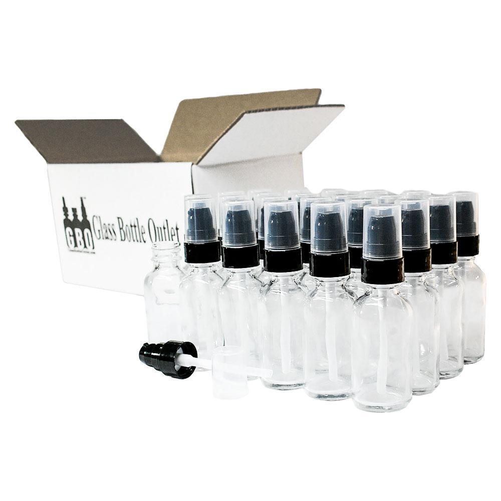 1 oz. Clear Boston Round with Black Treatment Pump (20/400) (V20) (V15)