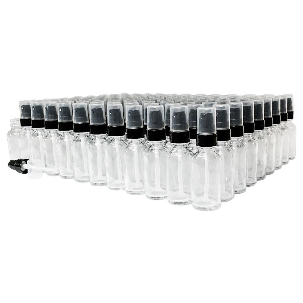 1 oz. Clear Boston Round with Black Treatment Pump (20/400) (V20) (V15)