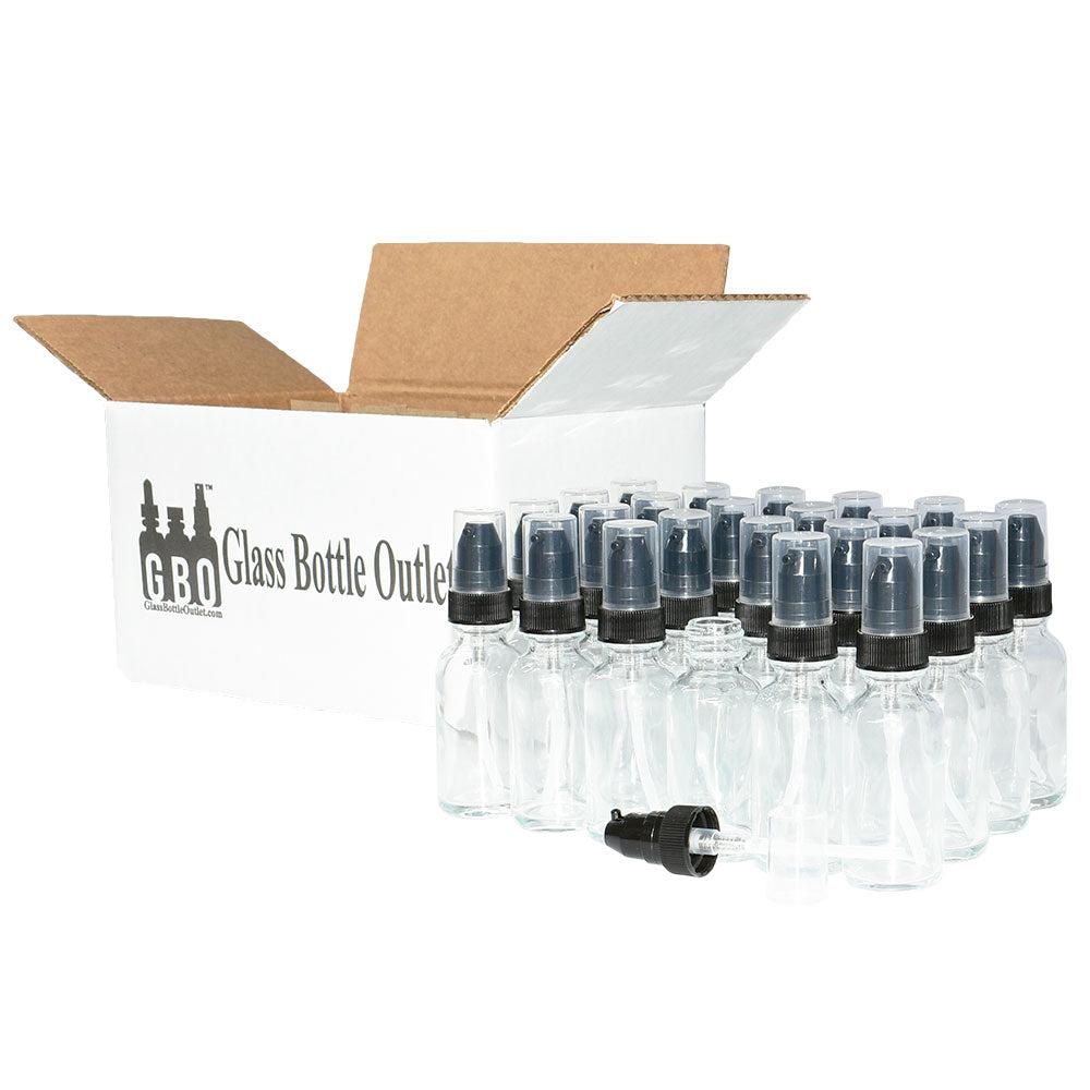 1 oz. Clear Boston Round with Black Treatment Pump (20/400) (V20) (V20)