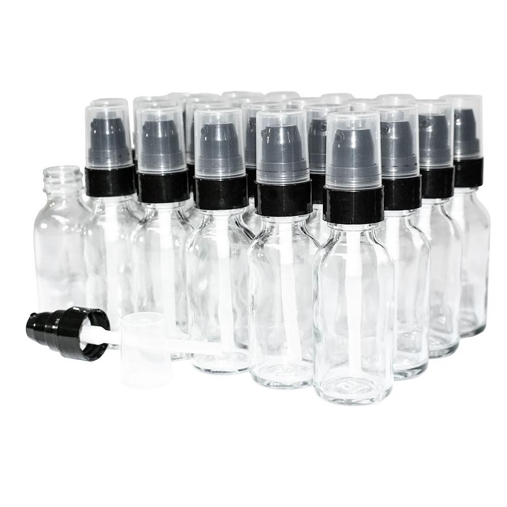 1 oz. Clear Boston Round with Black Treatment Pump (20/400) (V4) (V15)