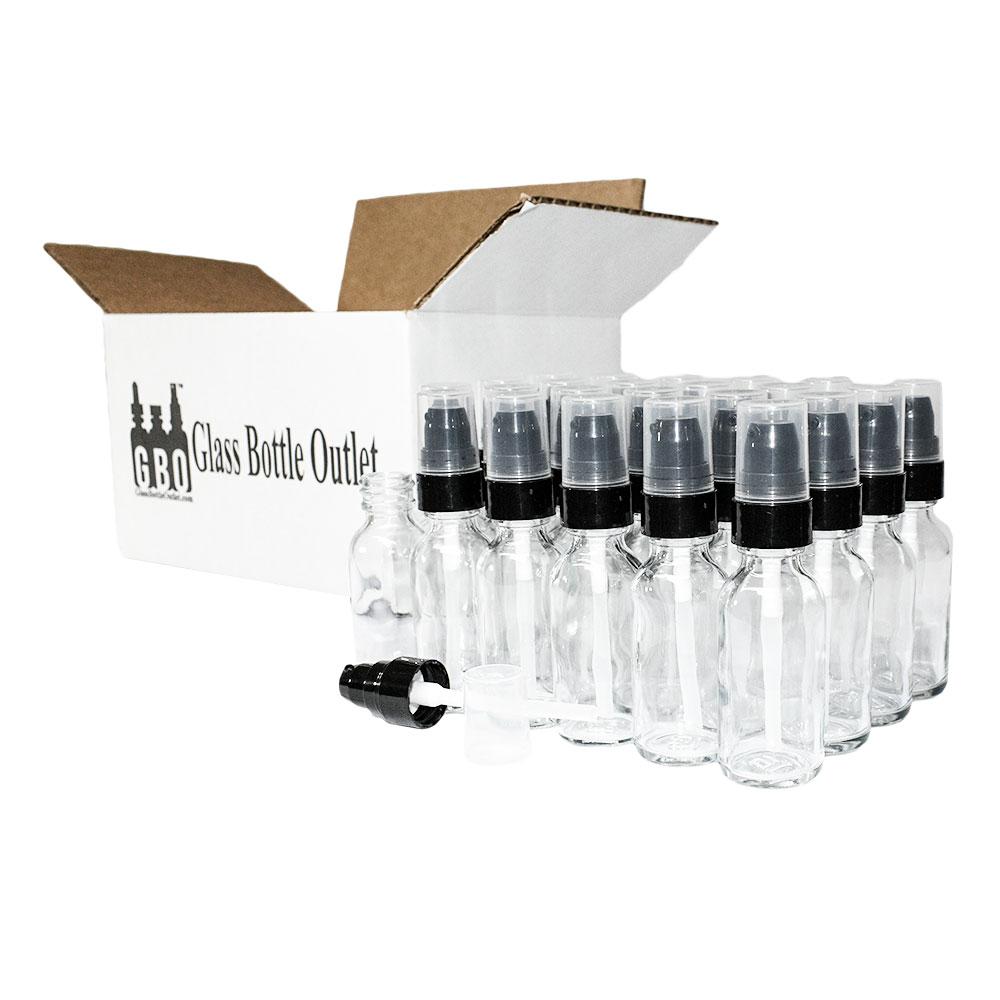 1 oz. Clear Boston Round with Black Treatment Pump (20/400) (V4) (V20)