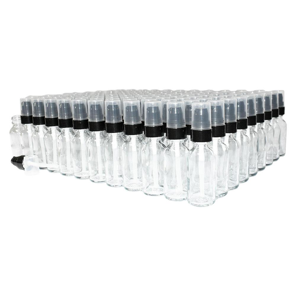 1 oz. Clear Boston Round with Black Treatment Pump (20/400) (V4) (V20)