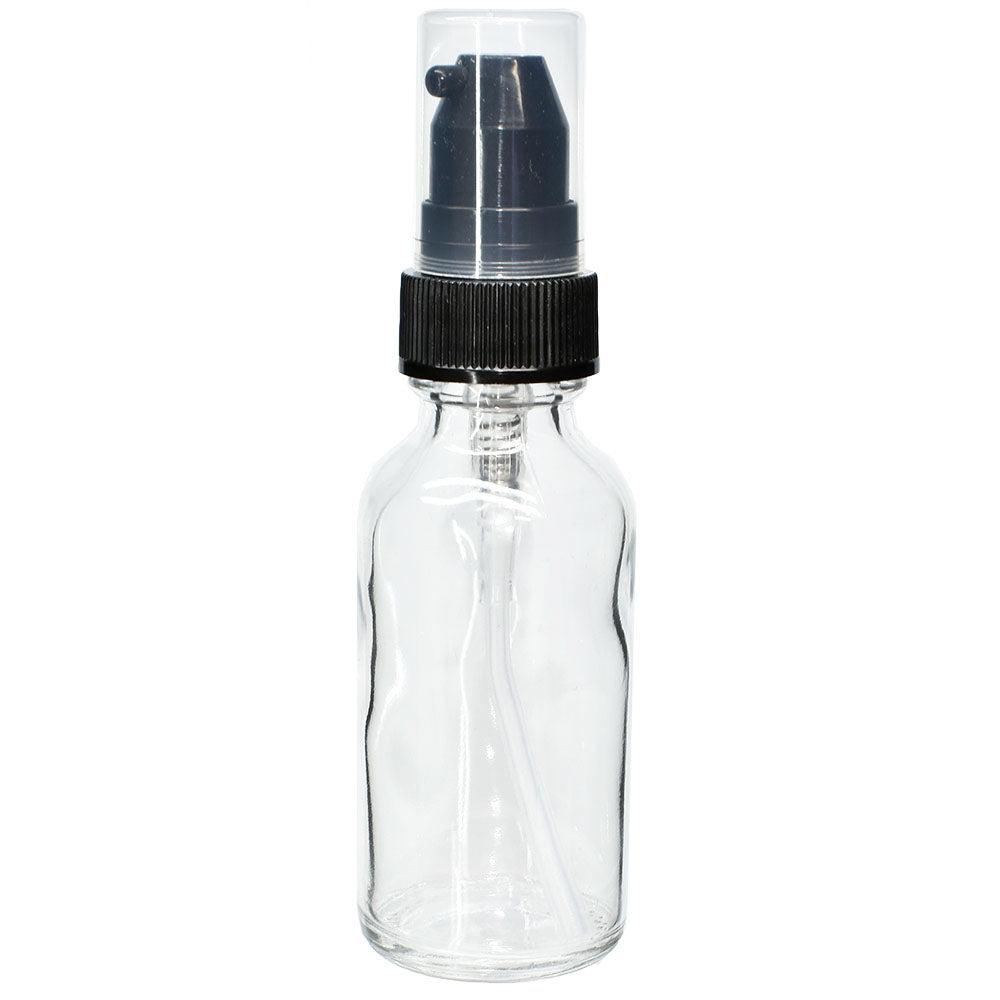 1 oz. Clear Boston Round with Black Treatment Pump (20/400) (V7) (V20)