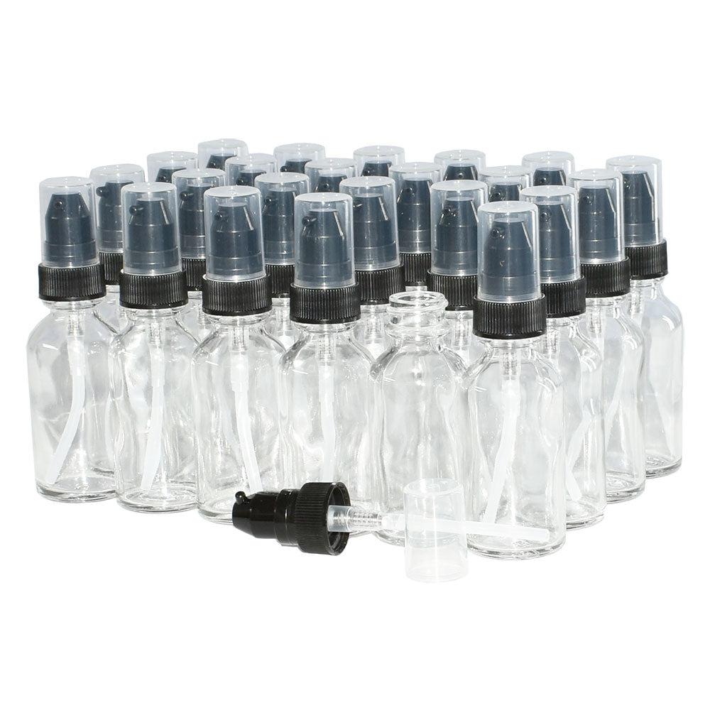 1 oz. Clear Boston Round with Black Treatment Pump (20/400) (V7) (V20)