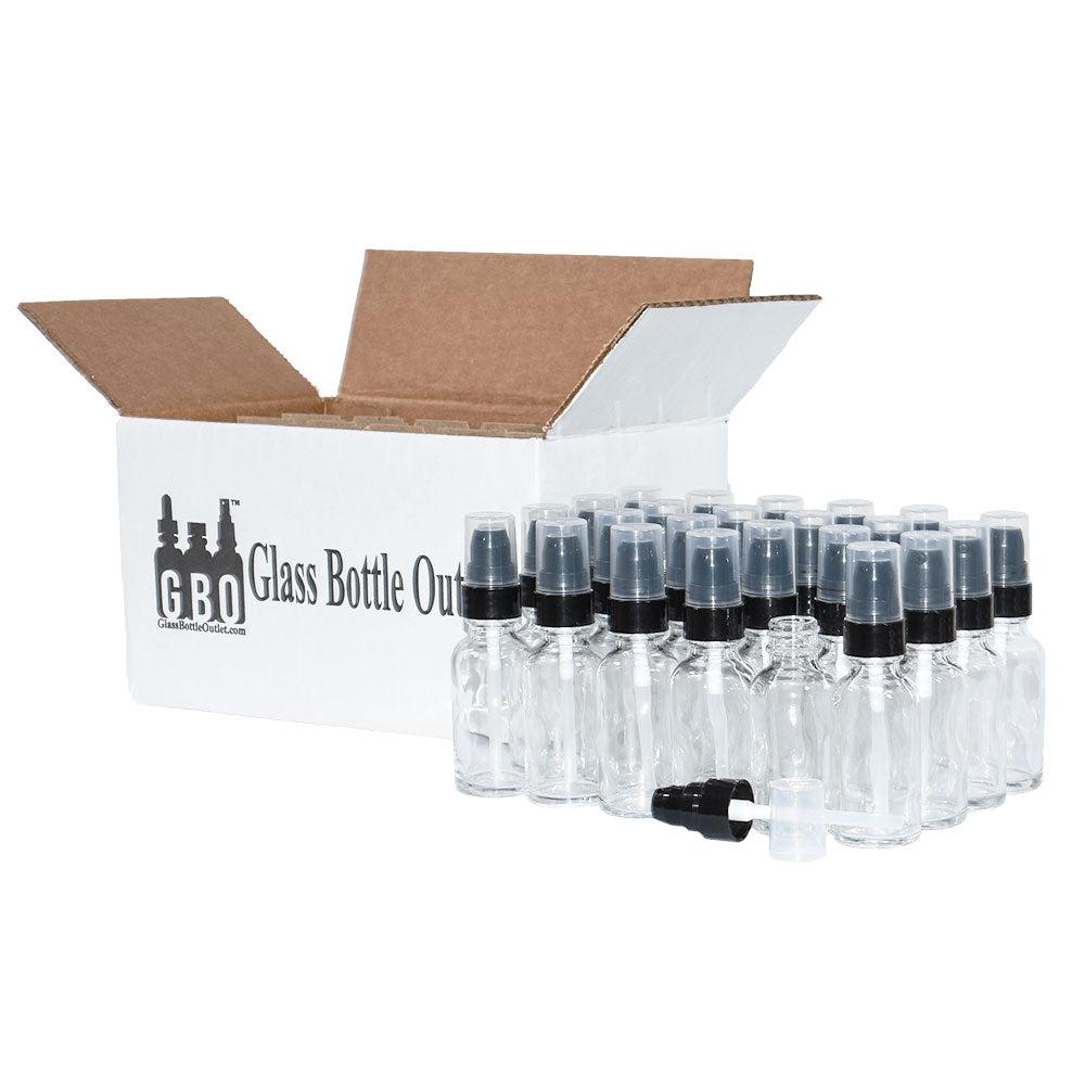 1 oz. Clear Boston Round with Black Treatment Pump (20/400) (V8) (V15)