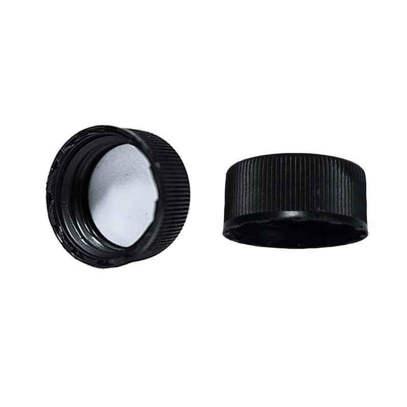 1 oz. Clear Boston Round with Reducer and Black Cap (20/400) (V4) (V1)