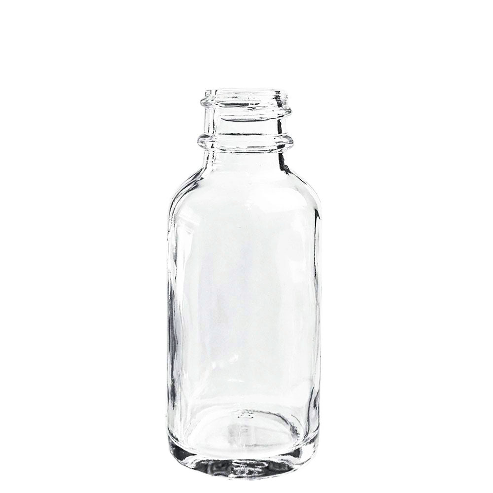 1 oz. Clear Boston Round with Reducer and White Cap (20/400) (V20) (V6)