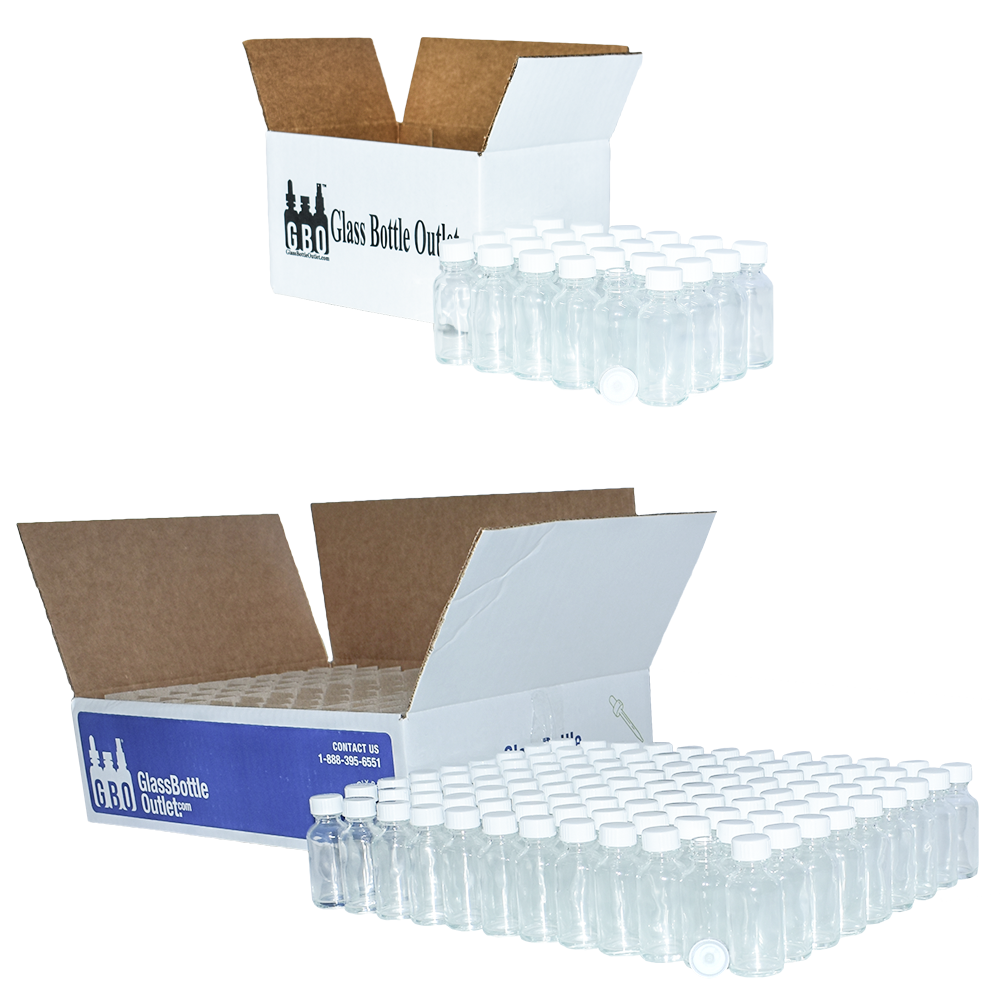 1 oz. Clear Boston Round with White Cone Lined Cap (20/400) (V20) (V20)