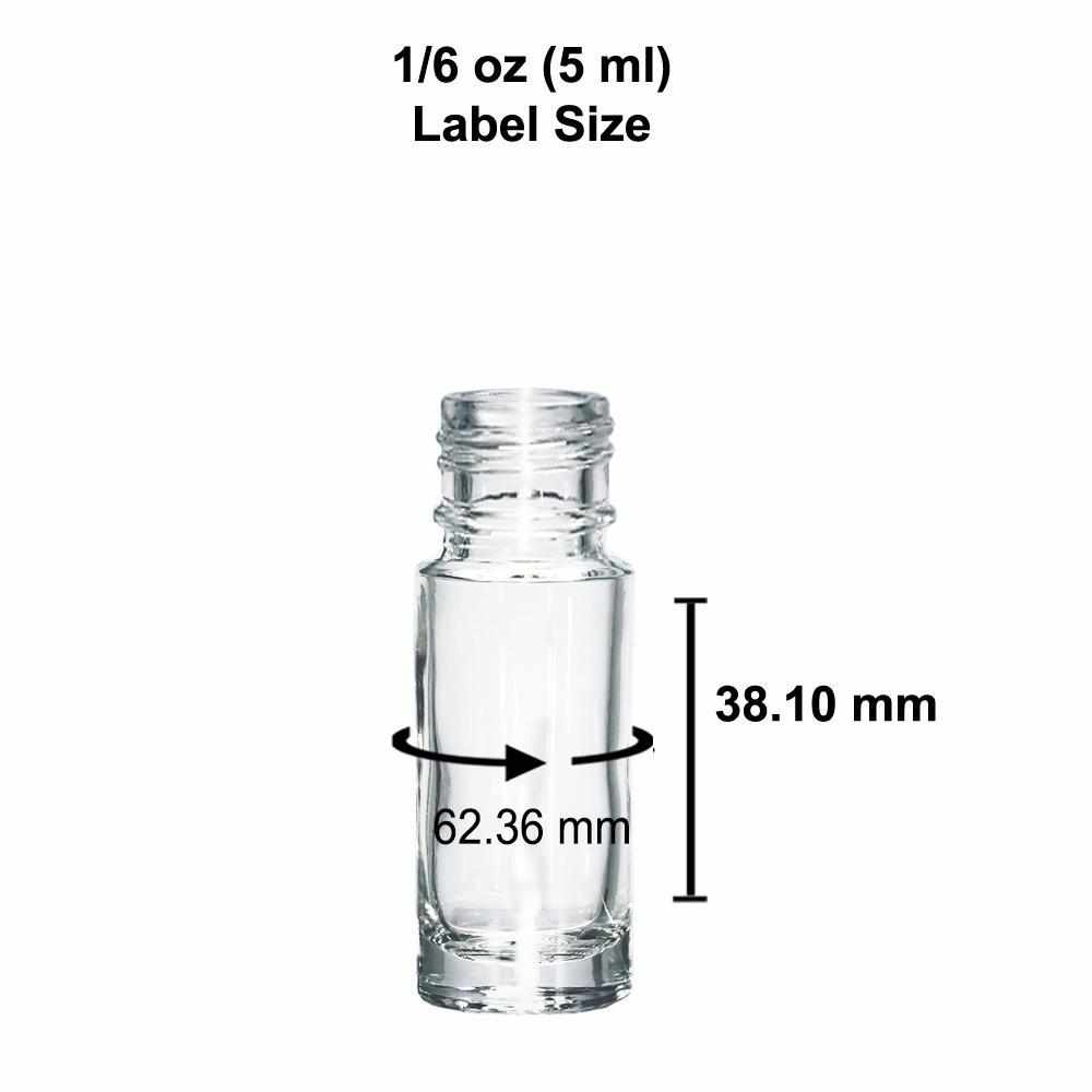 1/6 oz. (5 ml) Clear Glass Roll-on Bottle with Black Cap (Plastic Ball) (V3)
