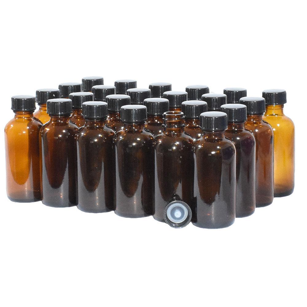 2 oz. Amber Boston Round with Black Cone Cap (20/400) (V5) (V20)