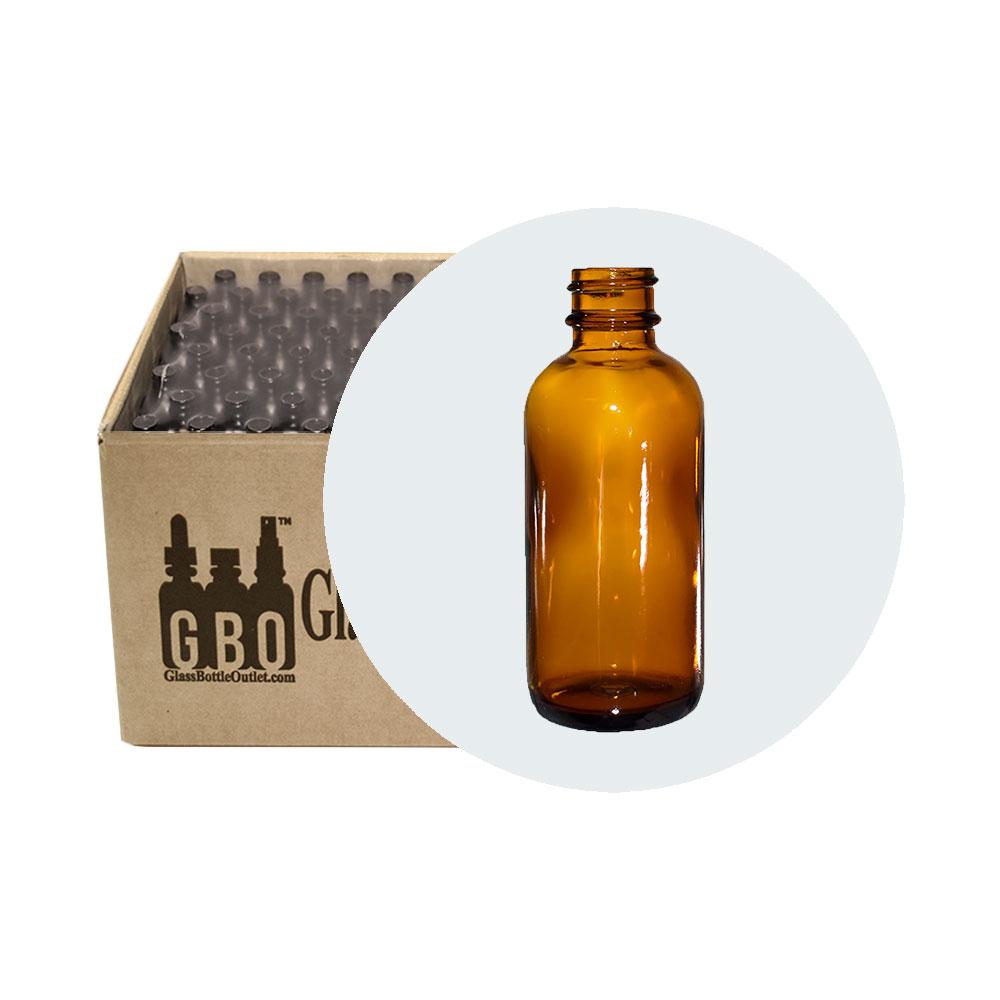 2 oz. Amber Boston Round with No Closure (20/400) (V8)