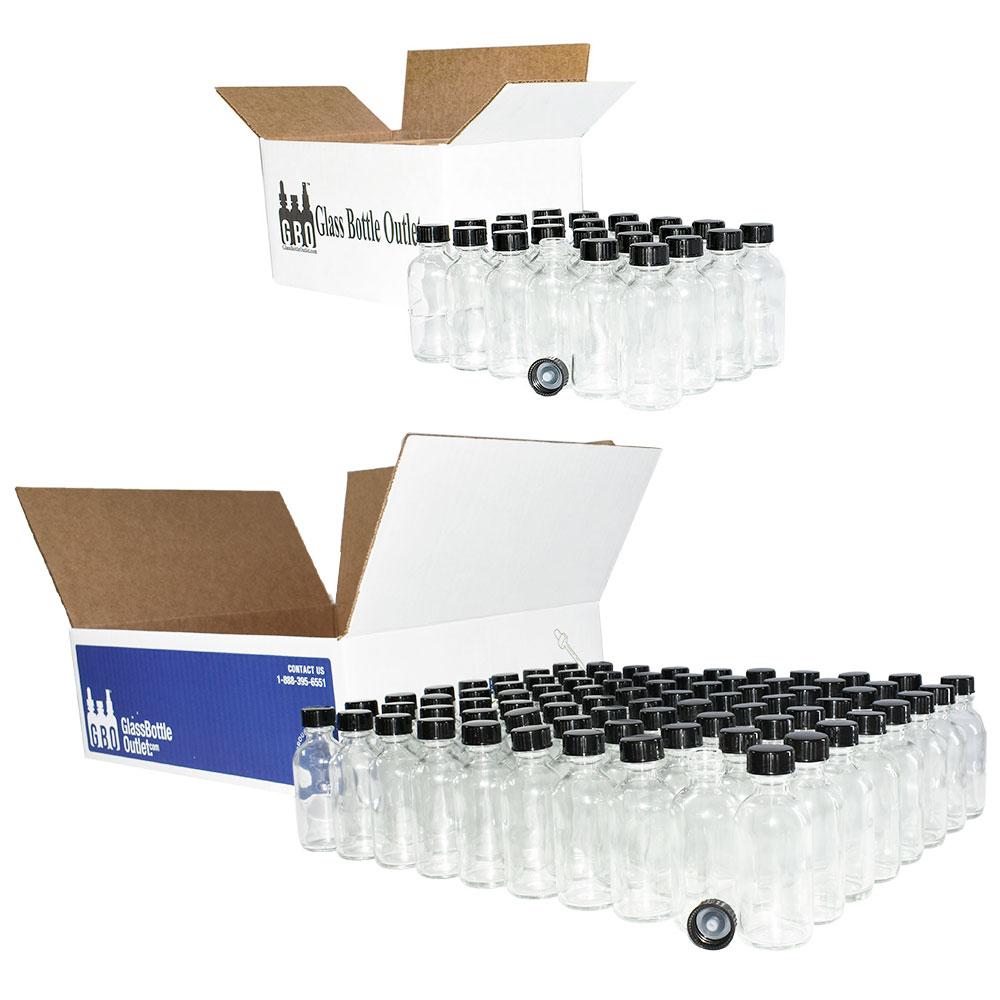 2 oz. Clear Boston Round with Black Poly Cone Cap (20/400) (V20) (V20)