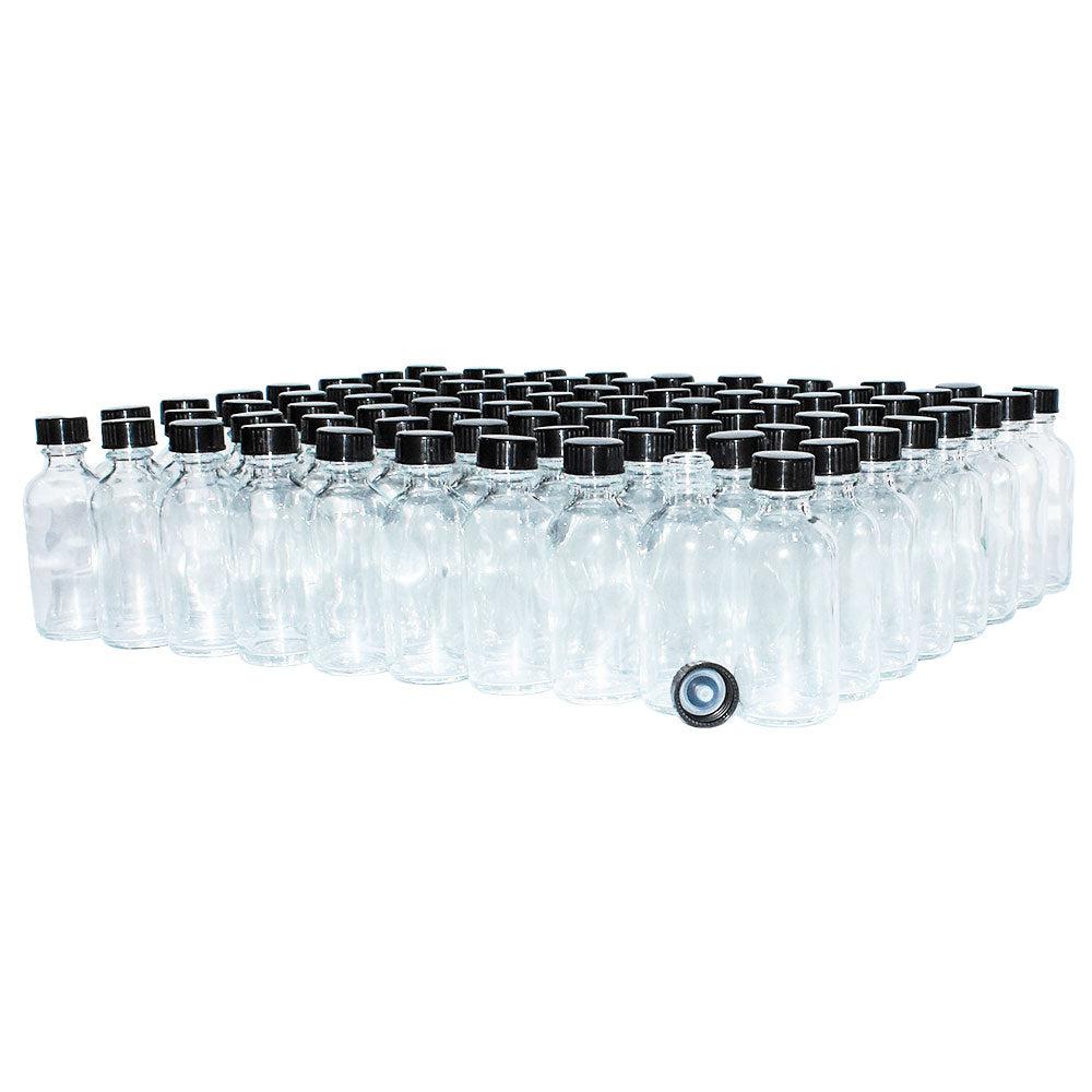 2 oz. Clear Boston Round with Black Poly Cone Cap (20/400) (V8) (V20)